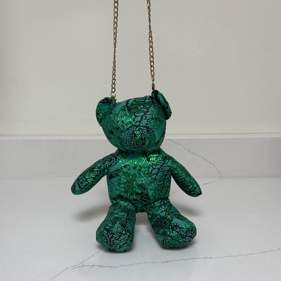Handbags - Green Teddy Bear Gold Chain Purse Bag